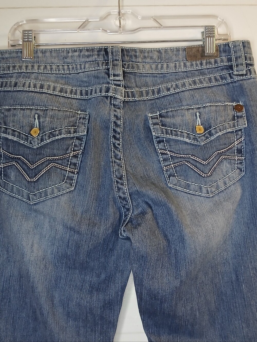 Harley Davidson Bootcut Jeans Womens Size 12 Medium Wash Flap Pocket Y2K - Picture 3 of 14